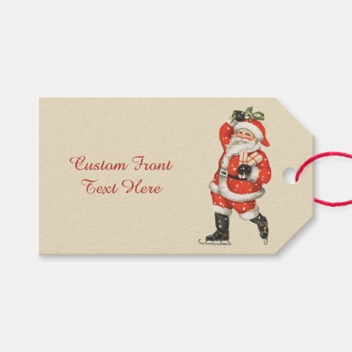 Vintage Christmas Victorian Santa Claus Ice Skater Gift Tags