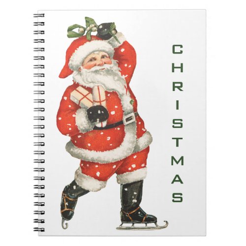 Vintage Christmas Victorian Santa Claus Ice Skater Notebook