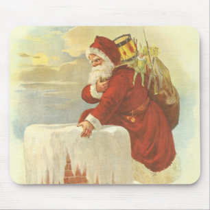 Vintage Christmas Victorian Santa Claus in Chimney Mouse Pad