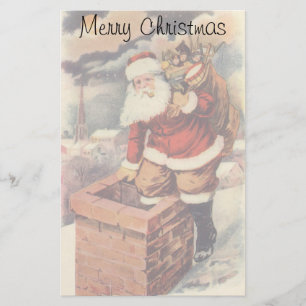 Vintage Christmas Victorian Santa Claus in Chimney Stationery
