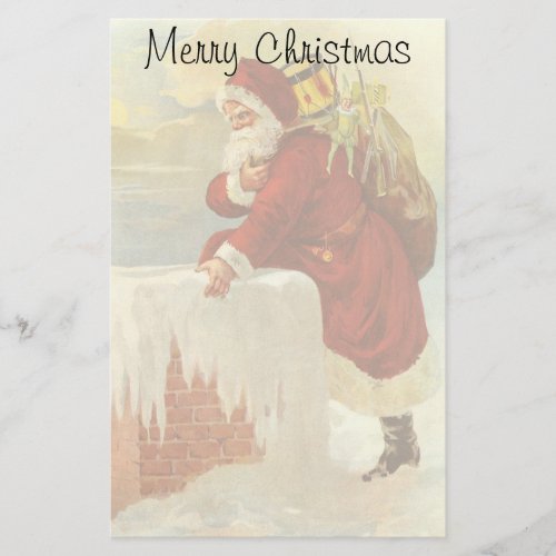 Vintage Christmas Victorian Santa Claus in Chimney Stationery
