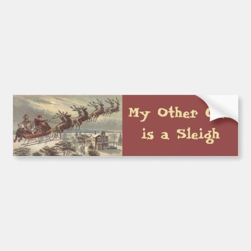 Vintage Christmas Victorian Santa Claus in Sleigh Bumper Sticker