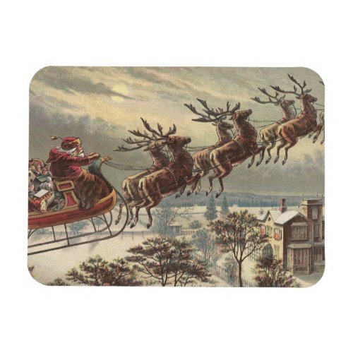 Vintage Christmas Victorian Santa Claus in Sleigh Magnet