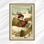 Vintage Christmas, Victorian Santa Claus in Sleigh Poster<br><div class="desc">Vintage illustration Christmas holiday design featuring a Victorian Santa Claus in his sleigh with reindeer. He is delivering a sack full of toys on Christmas Eve. Merry Christmas. A Merry Christmas.</div>
