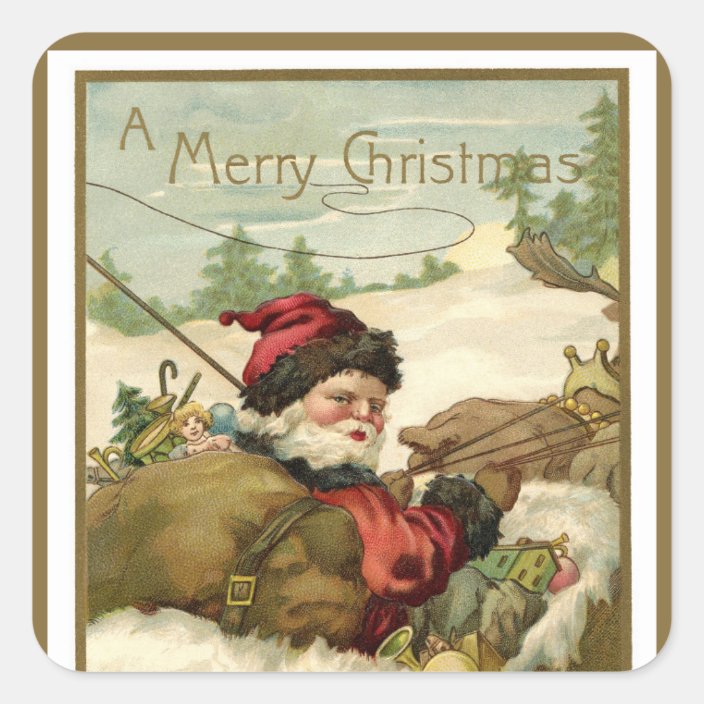 Vintage Christmas Victorian Santa Claus In Sleigh Square Sticker Zazzle Com Are you searching for santa claus png images or vector? vintage christmas victorian santa claus in sleigh square sticker zazzle com