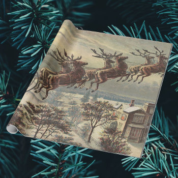 Vintage Christmas  Victorian Santa Claus In Sleigh Wrapping Paper by ChristmasCafe at Zazzle