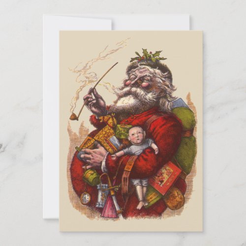Vintage Christmas Victorian Santa Claus Invitation