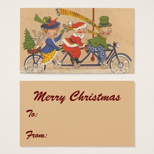 Vintage Christmas, Victorian Santa Claus on Bike Business Card