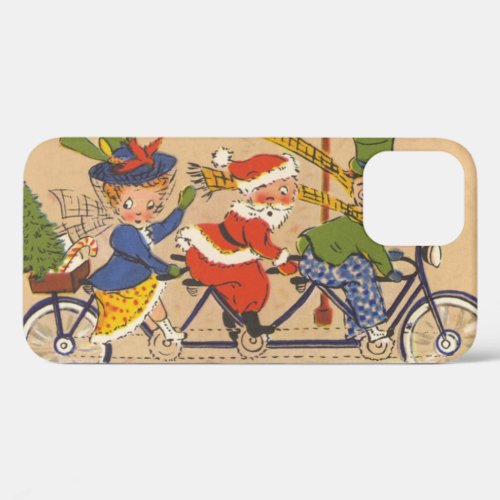 Vintage Christmas Victorian Santa Claus on Bike iPhone 12 Case