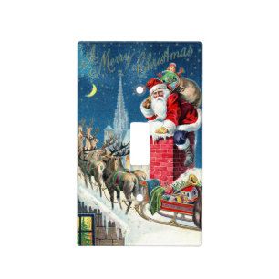 Vintage Christmas Victorian Santa Claus on Chimney Light Switch Cover