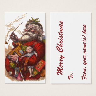 Vintage Christmas, Victorian Santa Claus Pipe Toys