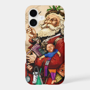 Vintage Christmas, Victorian Santa Claus Pipe Toys iPhone 17 Case
