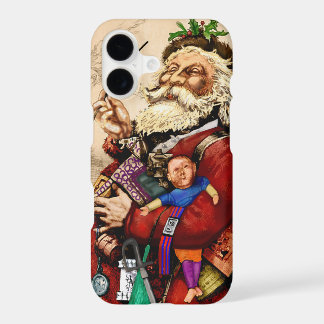 Vintage Christmas, Victorian Santa Claus Pipe Toys iPhone 17 Case
