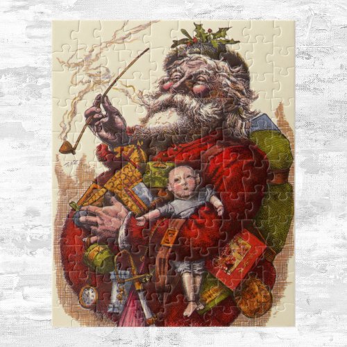 Vintage Christmas Victorian Santa Claus Pipe Toys Jigsaw Puzzle