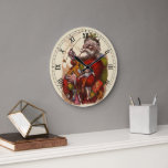 Vintage Christmas, Victorian Santa Claus Pipe Toys Large Clock<br><div class="desc">Vintage illustration Merry Christmas holiday image featuring an antique Victorian Santa Claus with an armful of toys and dolls and smoking a pipe. Jolly Saint Nicholas by Thomas Nast.</div>