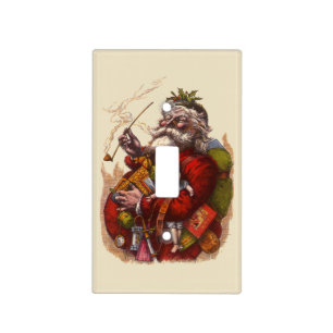 Vintage Christmas, Victorian Santa Claus Pipe Toys Light Switch Cover