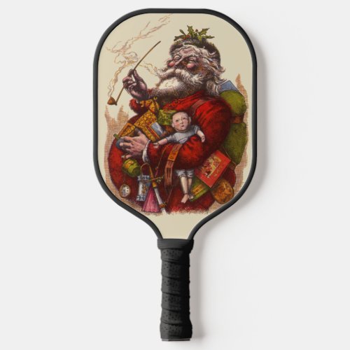 Vintage Christmas Victorian Santa Claus Pipe Toys Pickleball Paddle