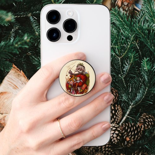 Vintage Christmas Victorian Santa Claus Pipe Toys PopSocket