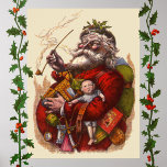 Vintage Christmas, Victorian Santa Claus Pipe Toys Poster<br><div class="desc">Vintage illustration Merry Christmas holiday image featuring an antique Victorian Santa Claus with an armful of toys and dolls and smoking a pipe. Jolly Saint Nicholas by Thomas Nast.</div>