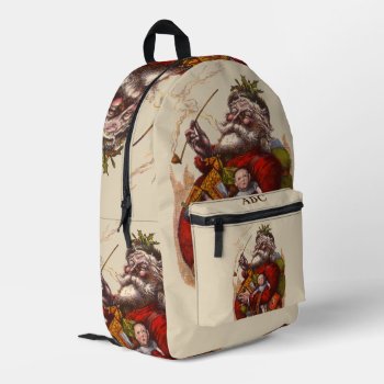 Vintage Christmas  Victorian Santa Claus Pipe Toys Printed Backpack by ChristmasCafe at Zazzle