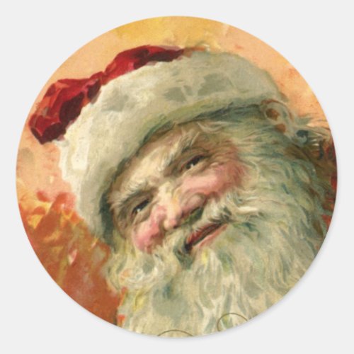 Vintage Christmas Victorian Santa Claus Portrait Classic Round Sticker