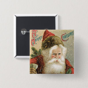 Vintage Christmas, Victorian Santa Claus with Pine Button