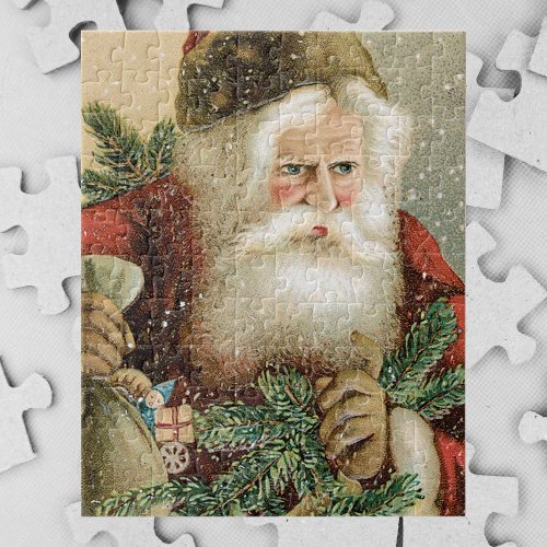 Vintage Christmas Victorian Santa Claus with Pine Jigsaw Puzzle