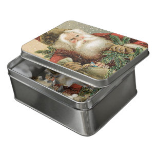 Vintage Christmas, Victorian Santa Claus with Pine Jigsaw Puzzle