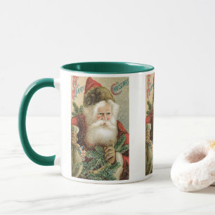 Vintage Christmas, Victorian Santa Claus with Pine Mug