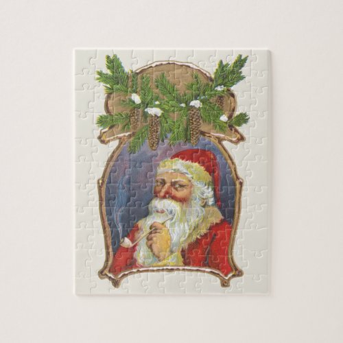 Vintage Christmas Victorian Santa Claus with Pipe Jigsaw Puzzle