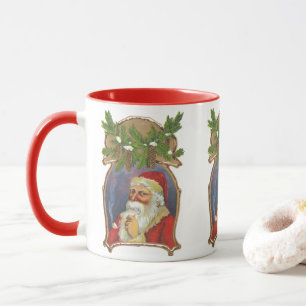 Vintage Christmas, Victorian Santa Claus with Pipe Mug