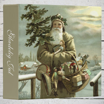 Vintage Christmas  Victorian Santa Claus With Toys 3 Ring Binder by ChristmasCafe at Zazzle