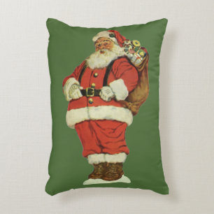 Vintage Christmas, Victorian Santa Claus with Toys Accent Pillow