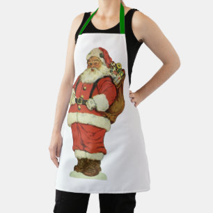 Vintage Christmas, Victorian Santa Claus with Toys Apron