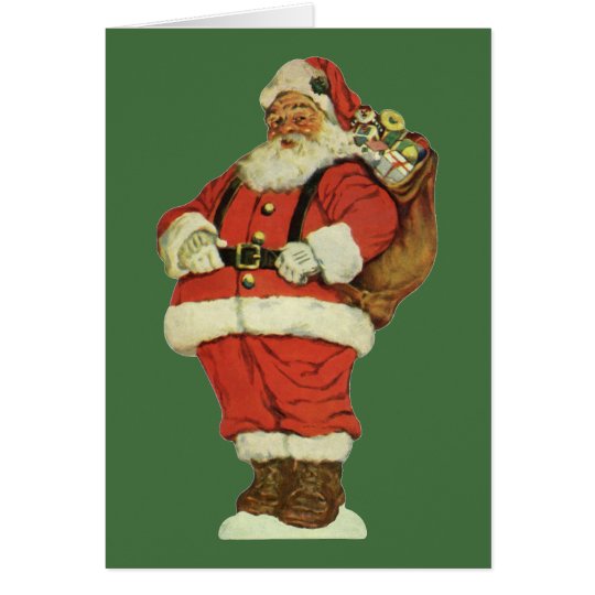 Vintage Christmas, Victorian Santa Claus with Toys Card