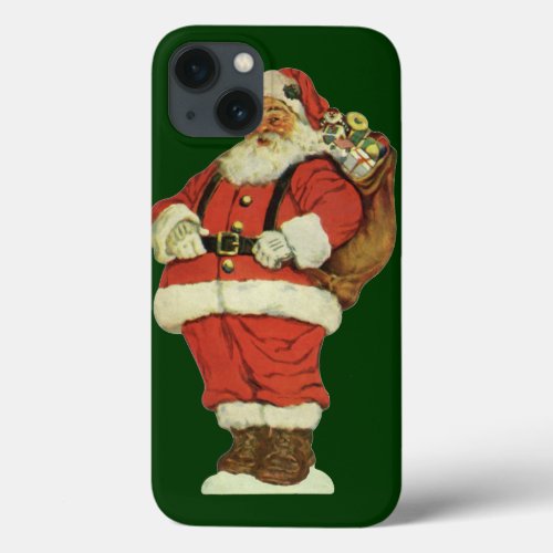 Vintage Christmas Victorian Santa Claus with Toys iPhone 13 Case