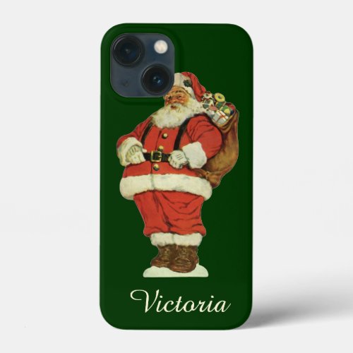 Vintage Christmas Victorian Santa Claus with Toys iPhone 13 Mini Case