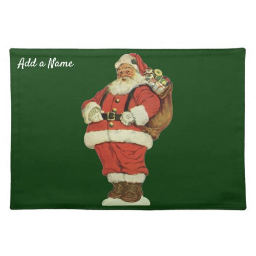 Vintage Christmas Victorian Santa Claus with Toys Cloth Placemat