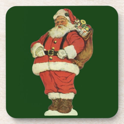 Vintage Christmas Victorian Santa Claus with Toys Drink Coaster