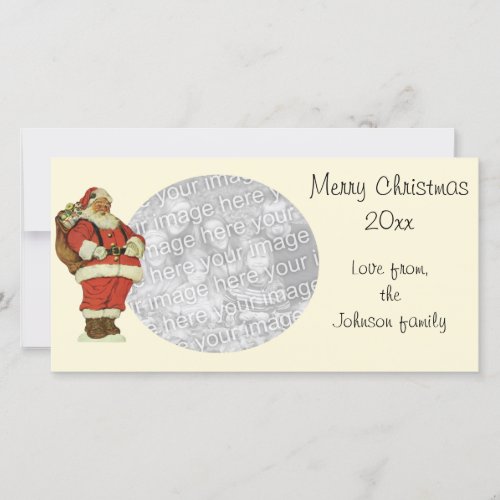 Vintage Christmas Victorian Santa Claus with Toys Holiday Card