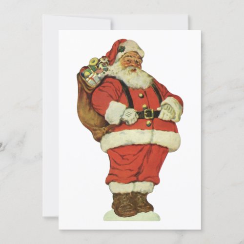 Vintage Christmas Victorian Santa Claus with Toys Holiday Card