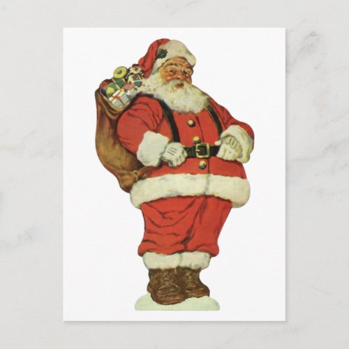 Vintage Christmas Victorian Santa Claus with Toys Holiday Postcard