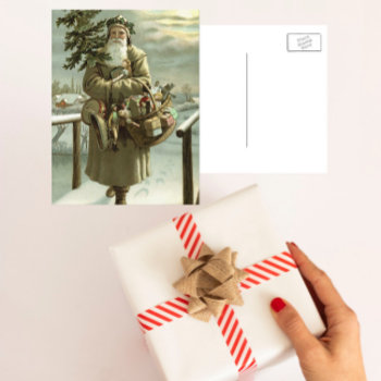 Vintage Christmas  Victorian Santa Claus With Toys Holiday Postcard by ChristmasCafe at Zazzle