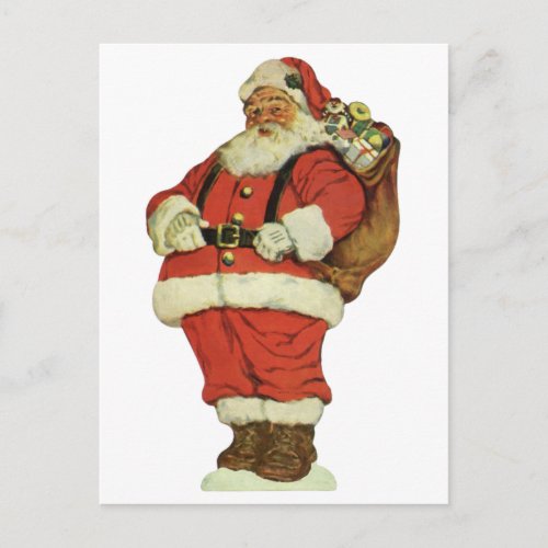 Vintage Christmas Victorian Santa Claus with Toys Holiday Postcard