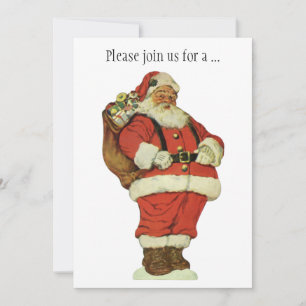 Vintage Christmas, Victorian Santa Claus with Toys Invitation