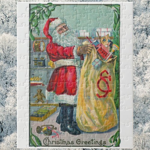 Vintage Christmas Victorian Santa Claus with Toys Jigsaw Puzzle