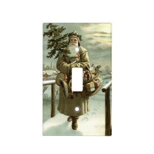Vintage Christmas, Victorian Santa Claus with Toys Light Switch Cover