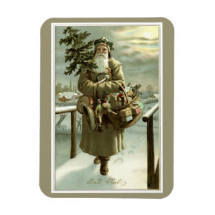 Vintage Christmas, Victorian Santa Claus with Toys Magnet