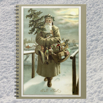Vintage Christmas  Victorian Santa Claus With Toys Notebook by ChristmasCafe at Zazzle