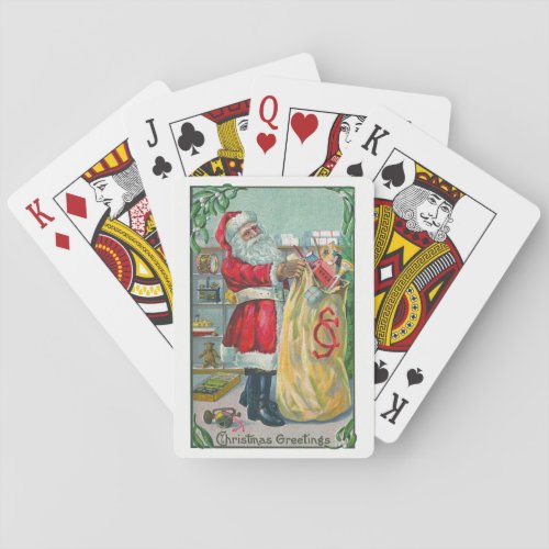 Vintage Christmas Victorian Santa Claus with Toys Poker Cards